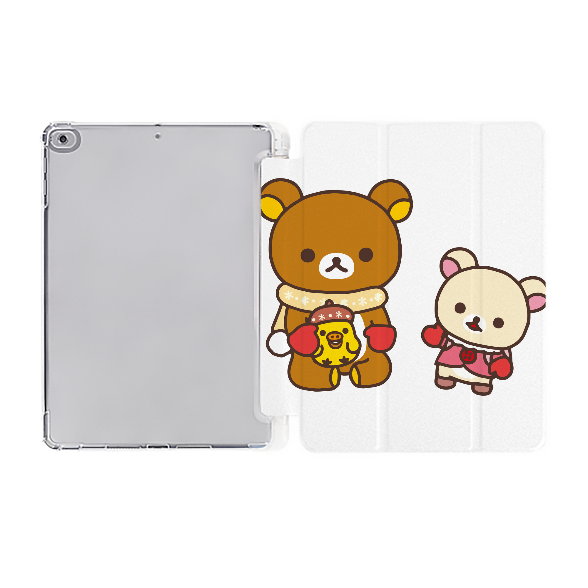 （画像用） リラックマ リラックマ キイロイトリ Rilakkuma Korilakkuma Kiiroitori IPad ケース ペン収納付き 三つ折りスタンド PUレザー×シリコン 対応機種9.5/10.5/10.9インチ